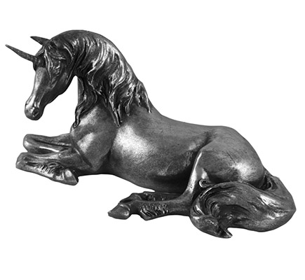 Resin Lying Unicorn Iridescent Silver Finish - Click Image to Close